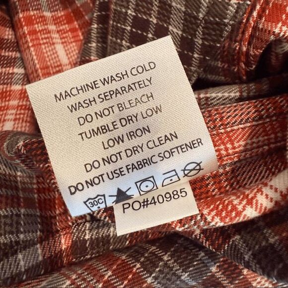 NWT SIMMS Gallatin Long Sleeve Flannel Shirt Orange Plaid Pearl Snap Size Medium - Picture 11 of 16